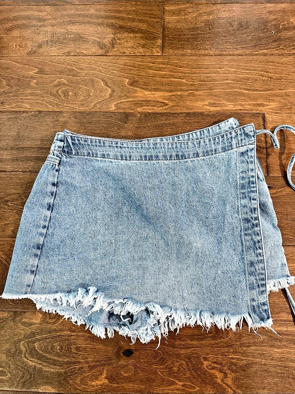 Fashion Nova Women's Denim Frayed Jean Skort